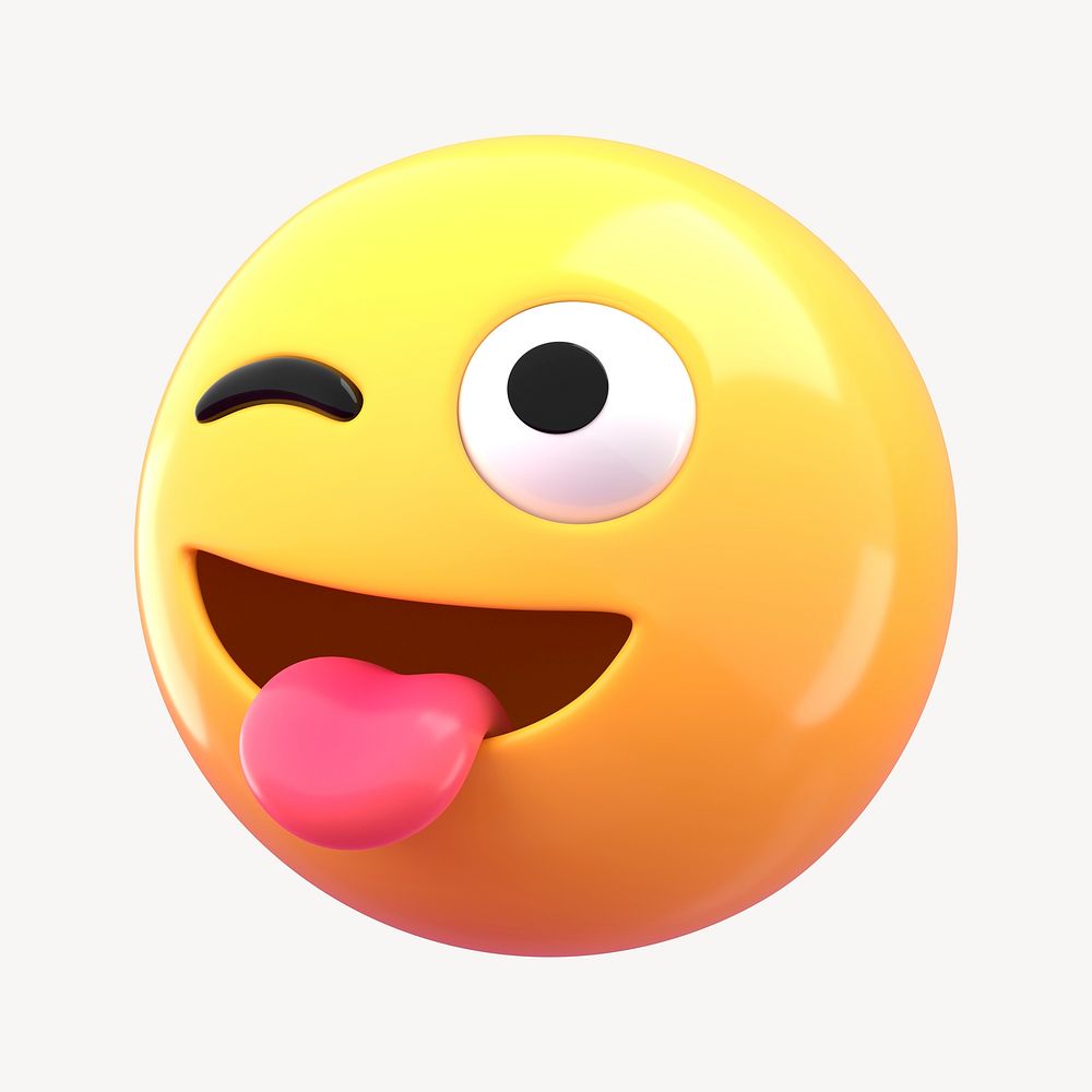 Silly face 3D emoticon clipart psd