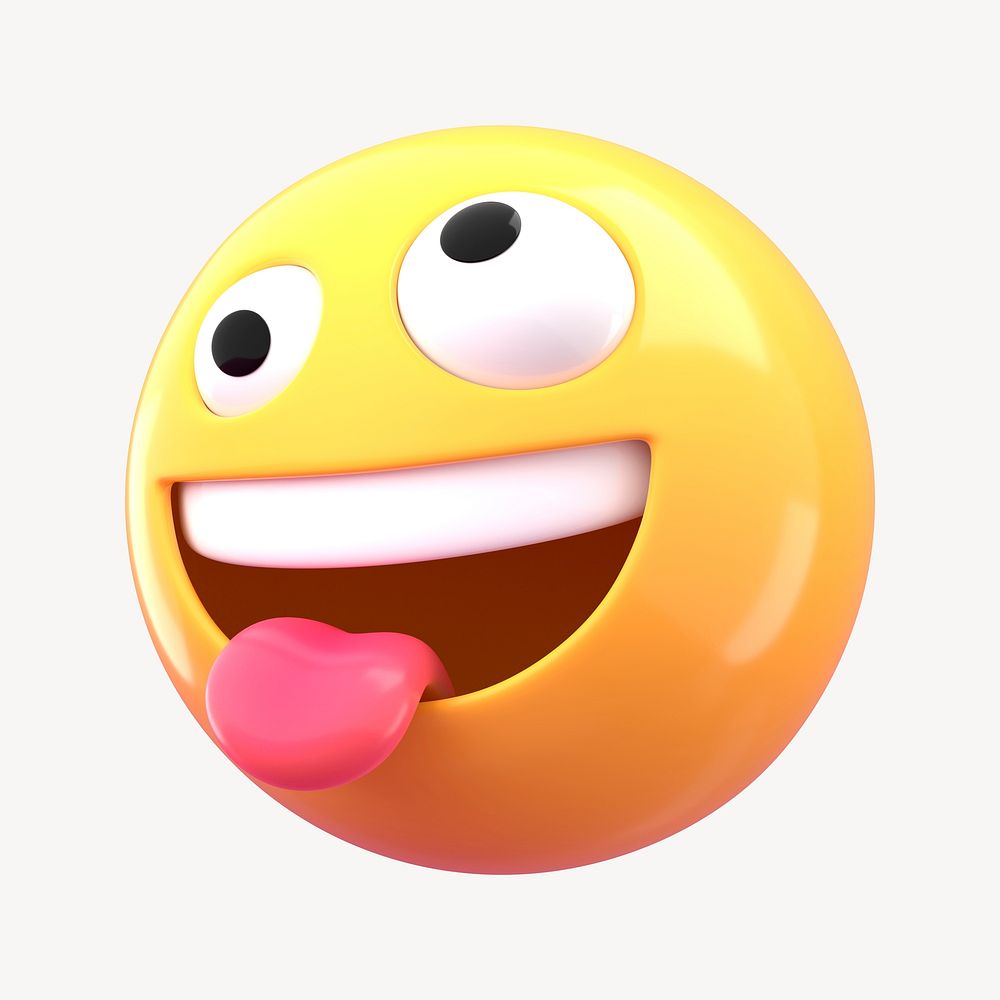 Crazy face 3D emoticon clipart psd