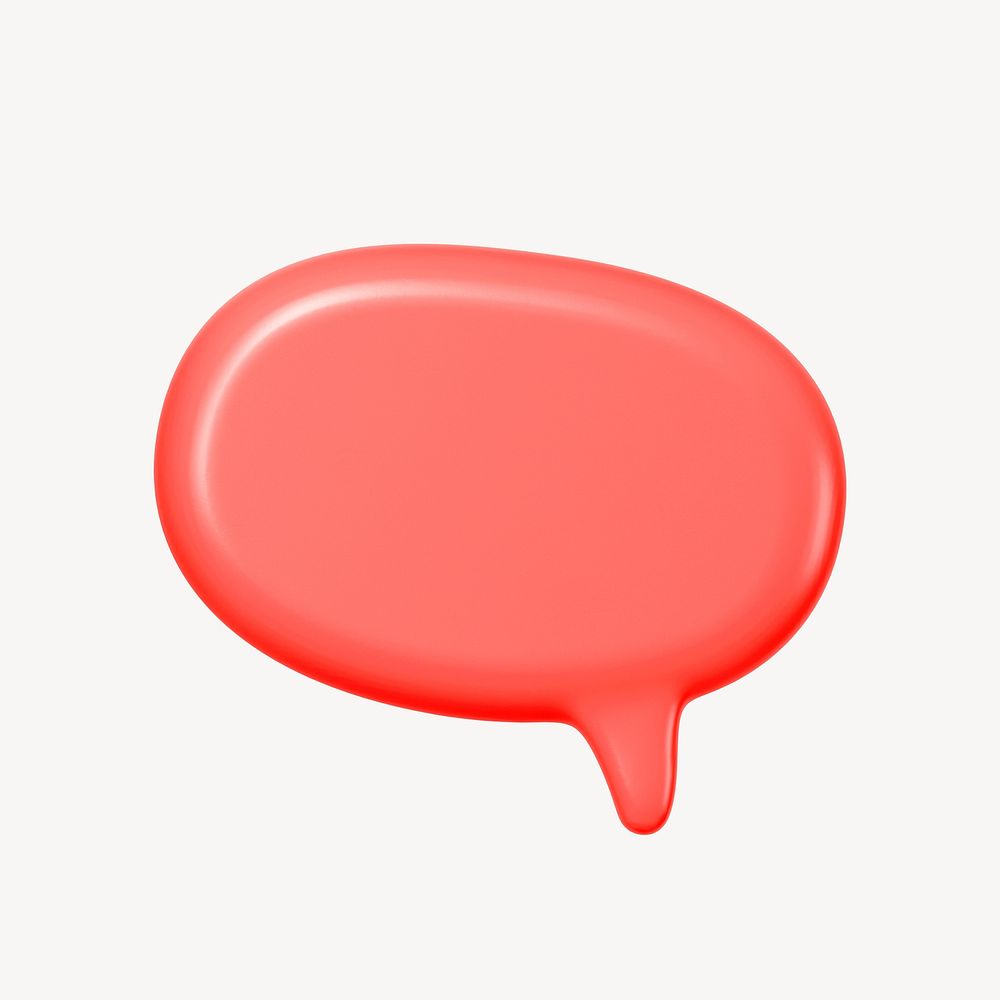 3D red speech bubble clipart psd