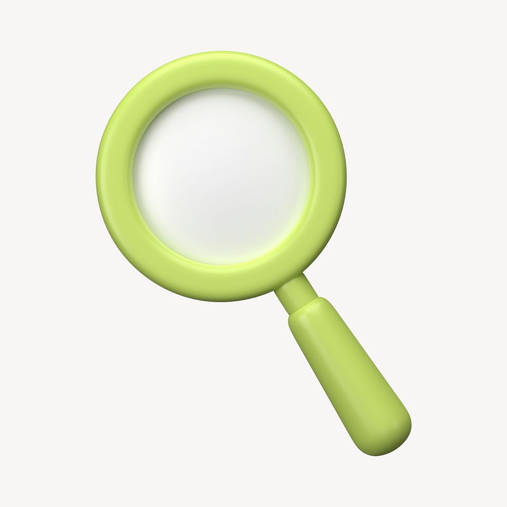 Green magnifying glass, 3D business icon graphic