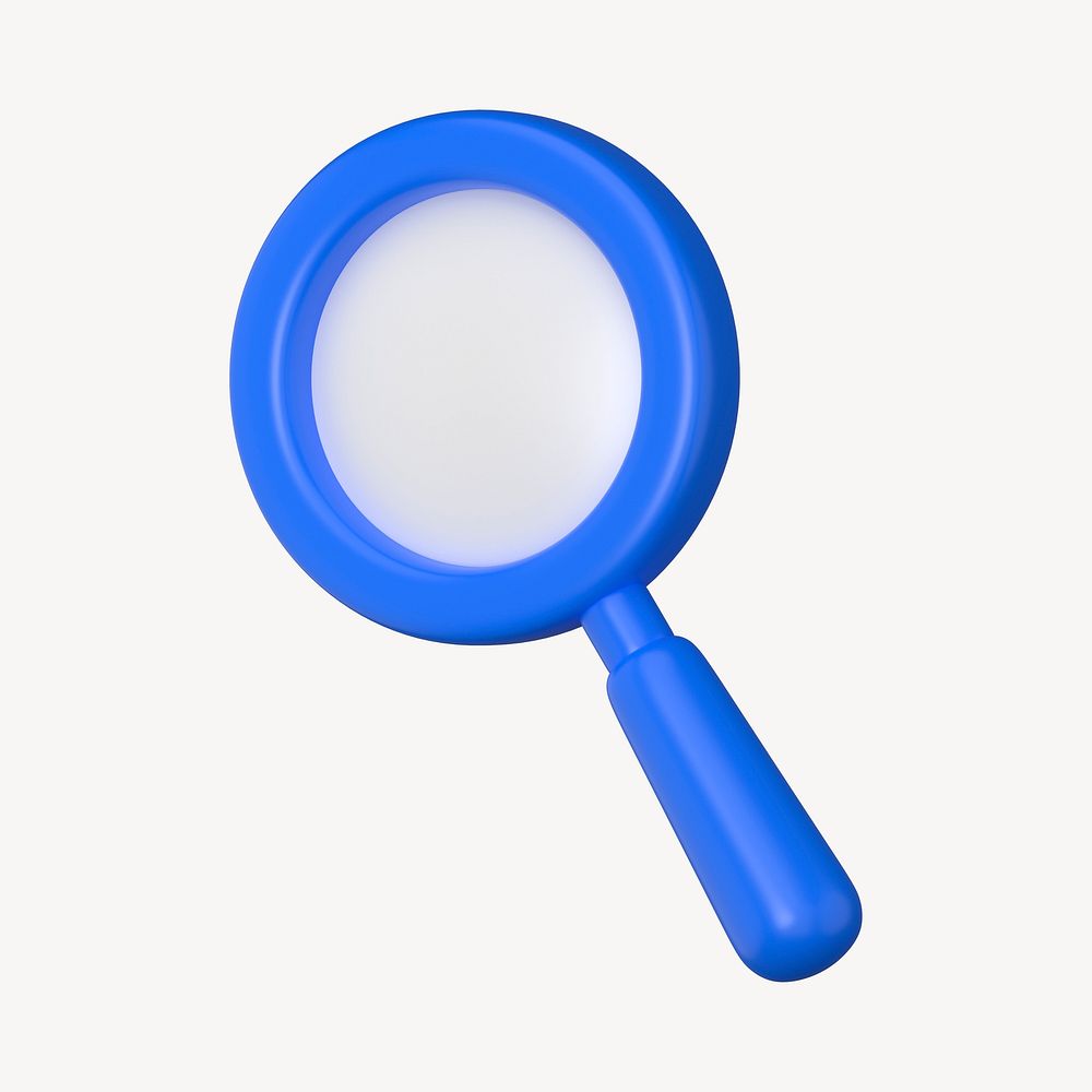 Blue magnifying glass, 3D business icon graphic