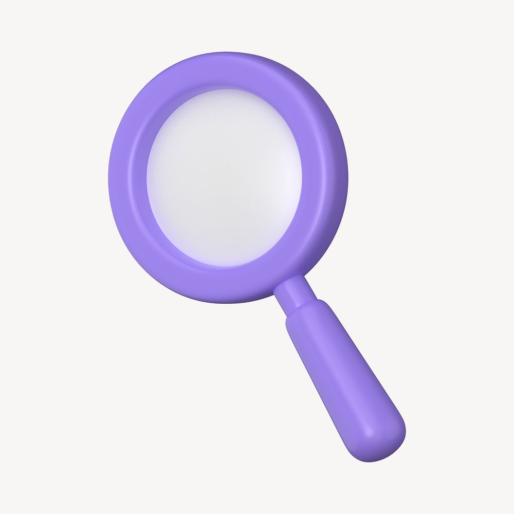 Purple magnifying glass, 3D business icon graphic