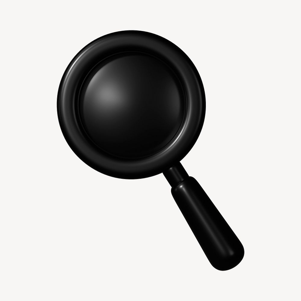 Black magnifying glass, 3D business icon graphic
