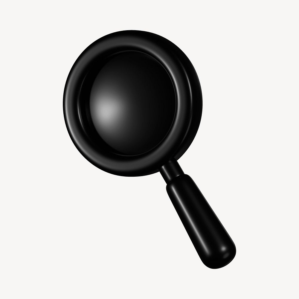 Black magnifying glass 3D business icon psd