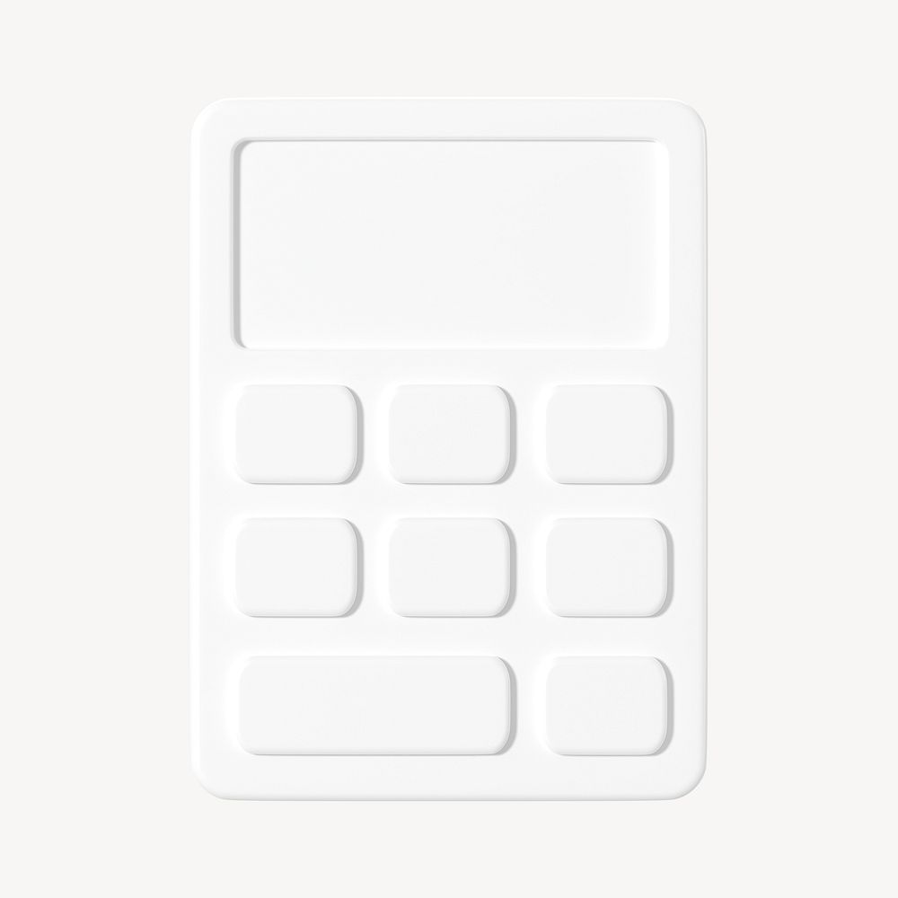 White minimal calculator, 3d business icon psd