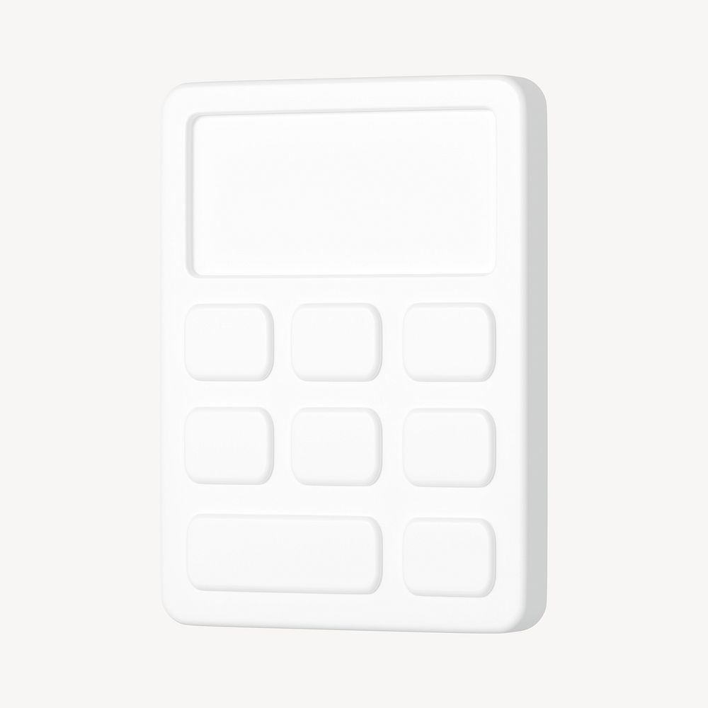 White minimal calculator, 3d business icon psd