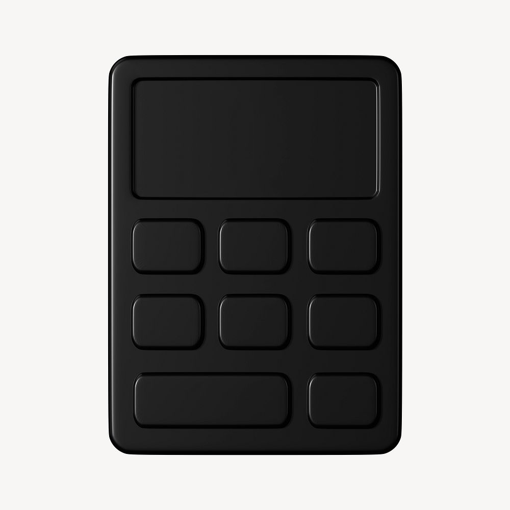 Black monochrome calculator, 3d business icon psd