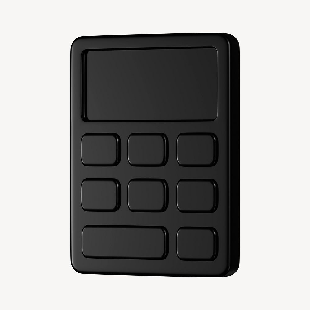 Black monochrome calculator, 3d business icon psd