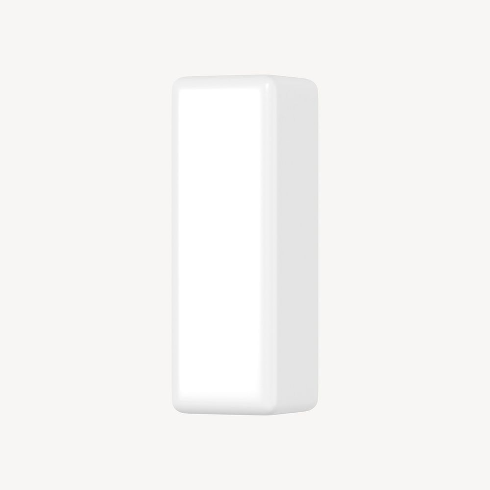 White bar shape 3D rendered clipart graphic