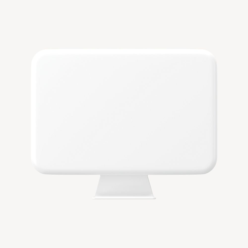 White minimal 3D computer, technology graphic psd