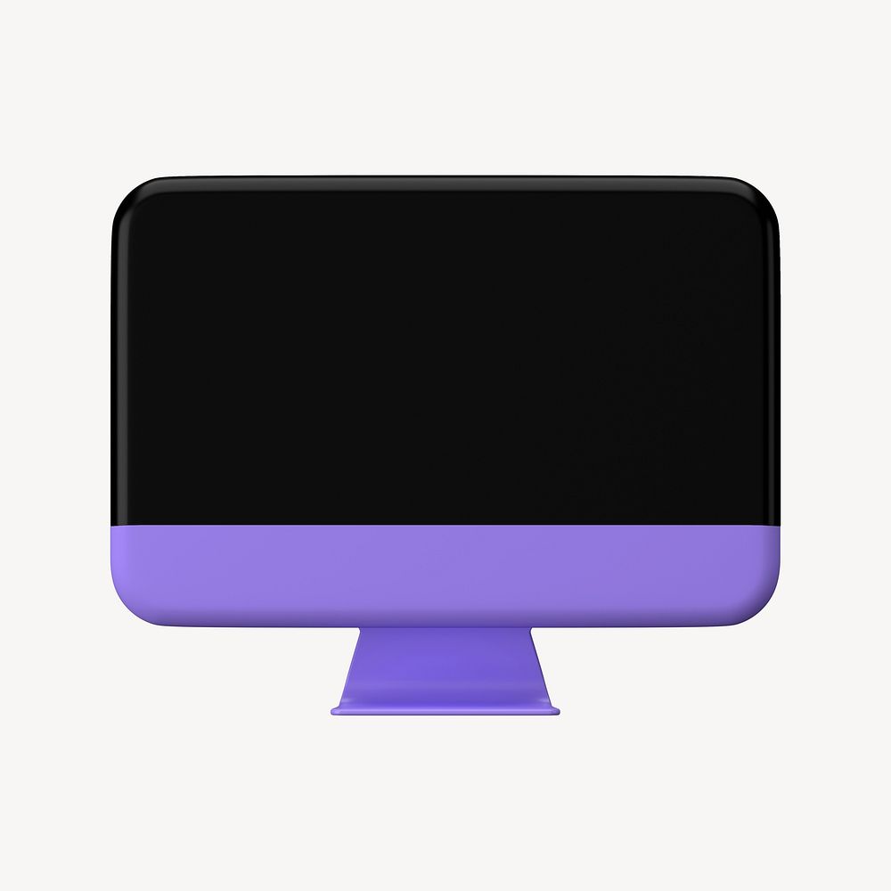 3D computer desktop mockup, purple design psd