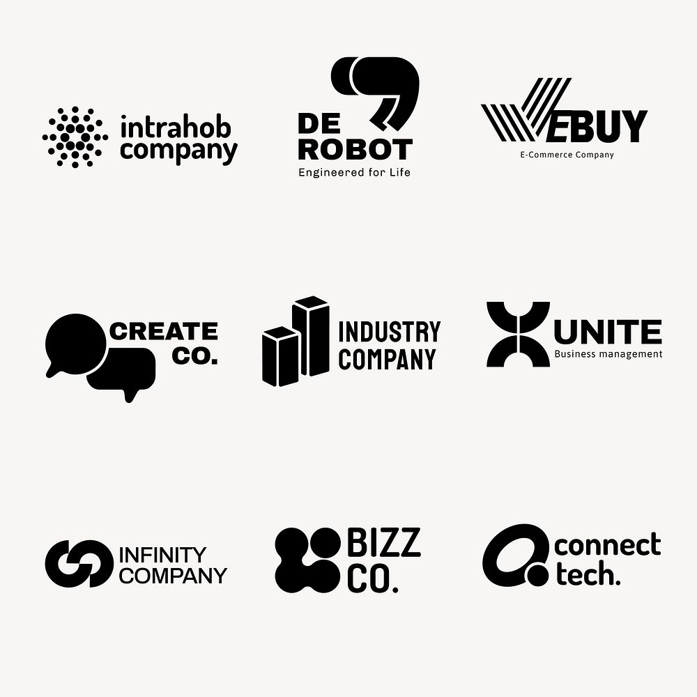 Technology business logo template, modern design set vector