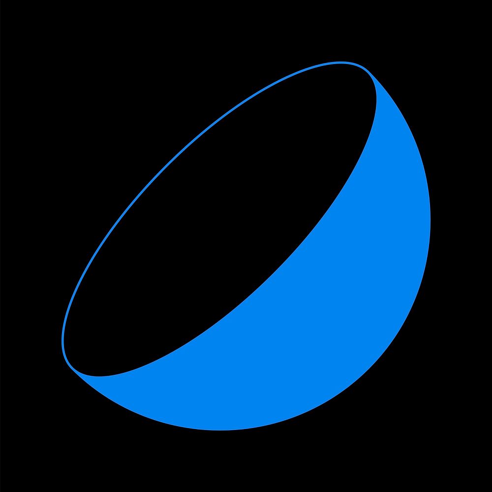 Blue hemisphere, geometric shape clipart vector