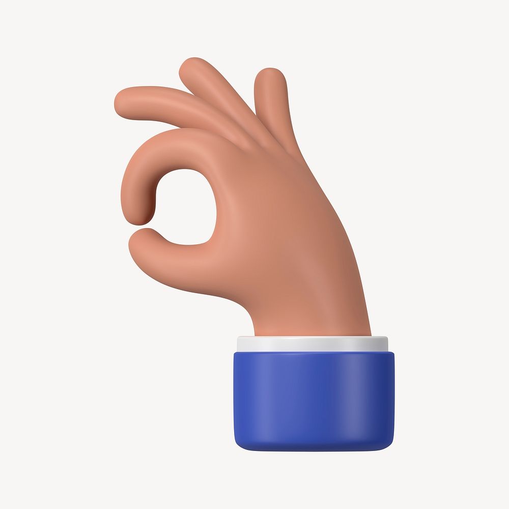 Businessman's OK hand, 3D gesture illustration psd