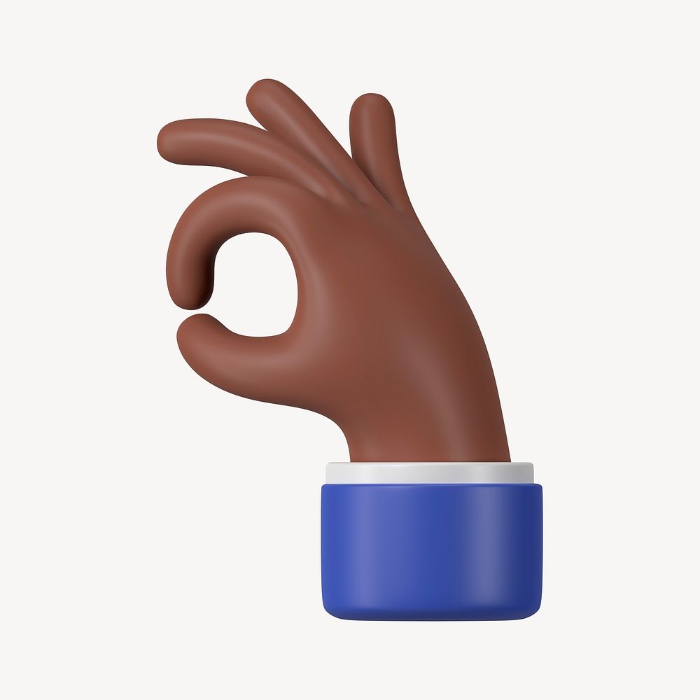 Businessman's OK hand, 3D gesture illustration