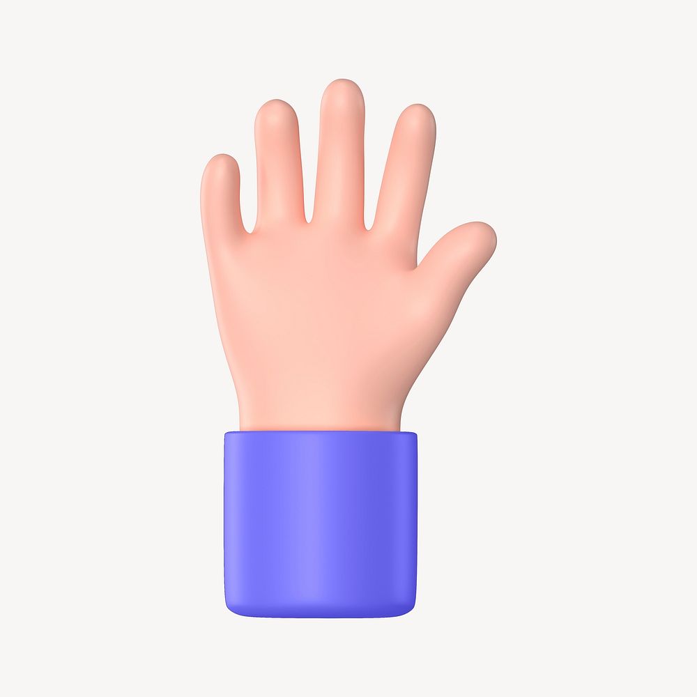 Raised hand gesture, 3D illustration psd