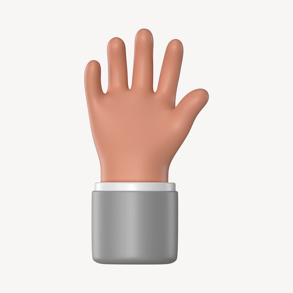 Raised hand, business etiquette in 3D psd