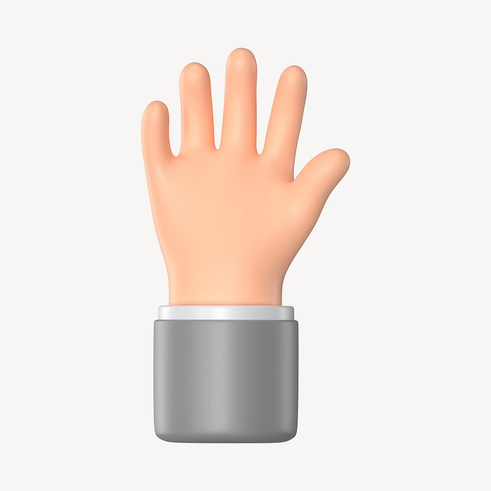Raised hand, business etiquette in 3D psd