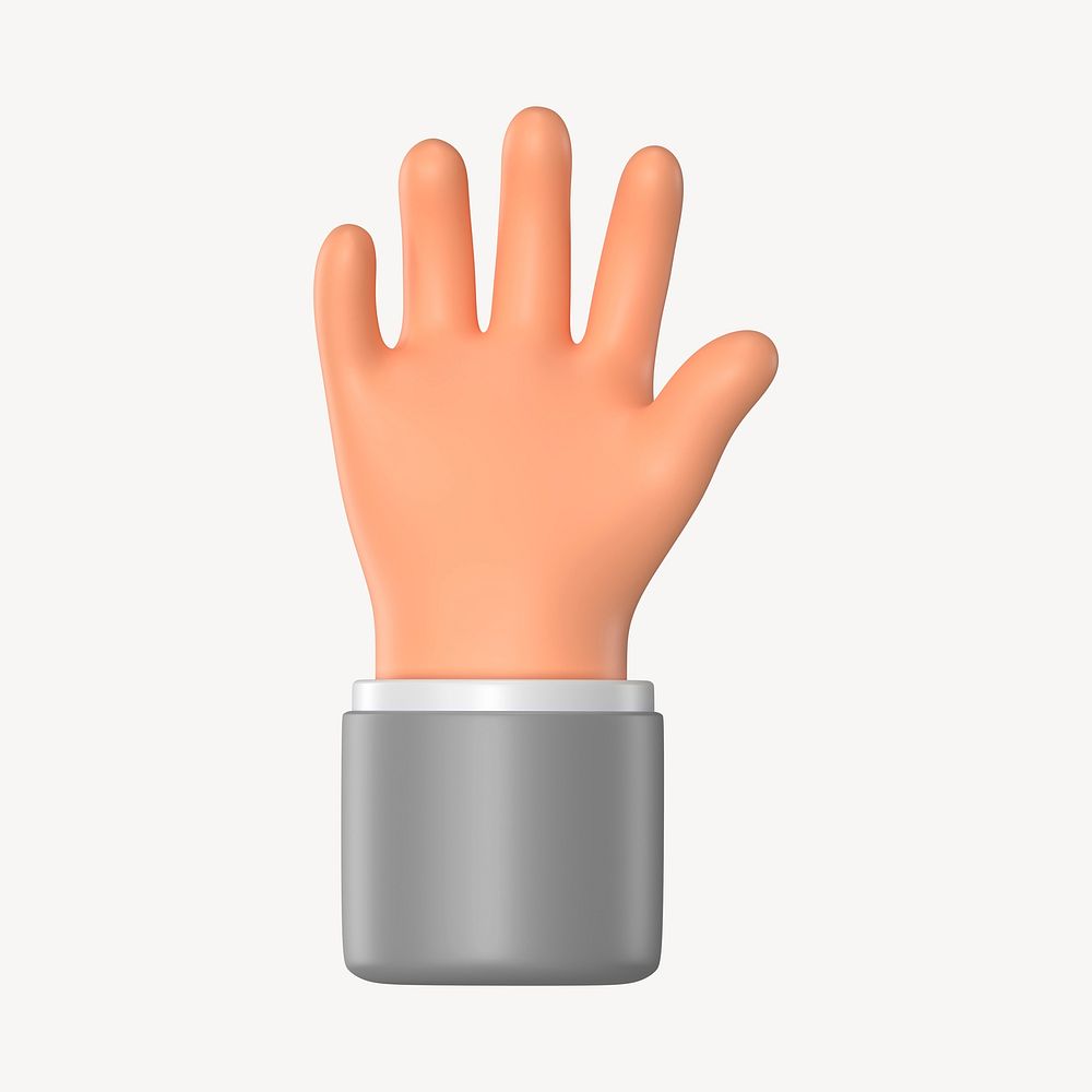 Raised hand, business etiquette in 3D psd