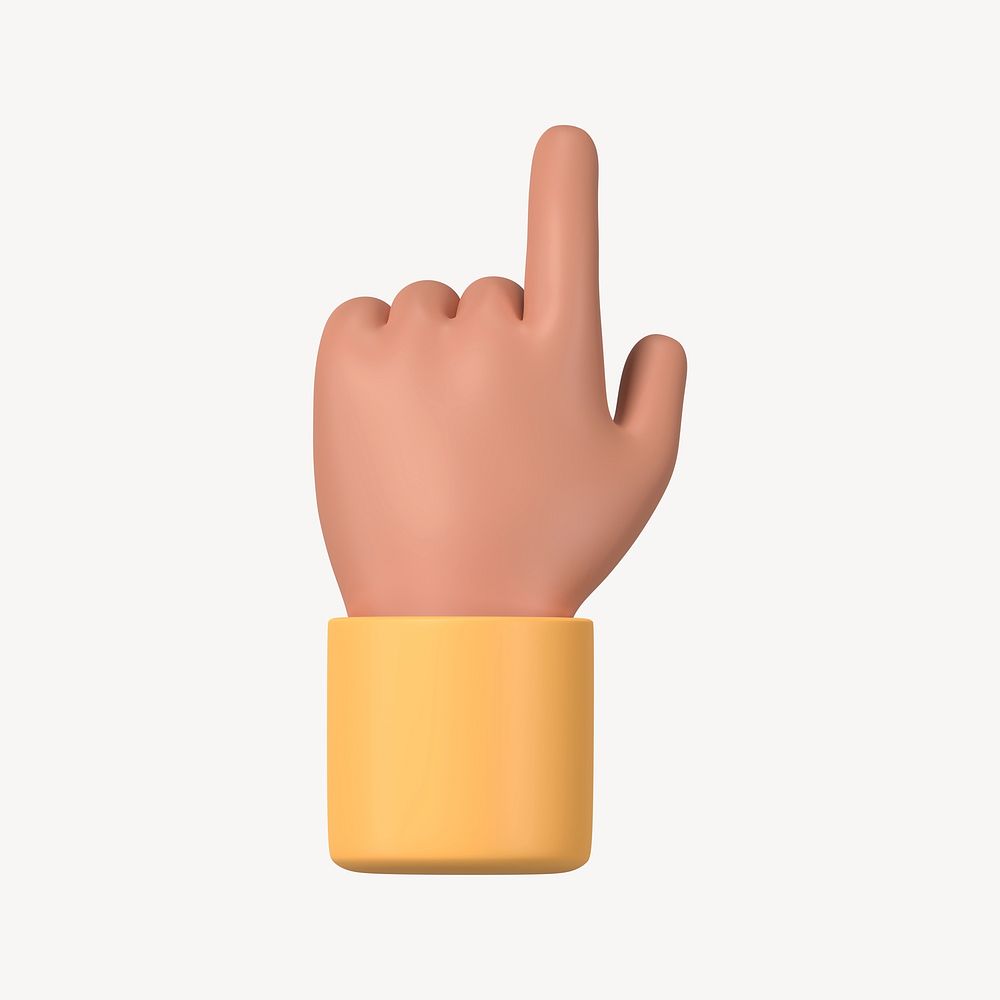 Finger-pointing tanned hand gesture, 3D illustration psd