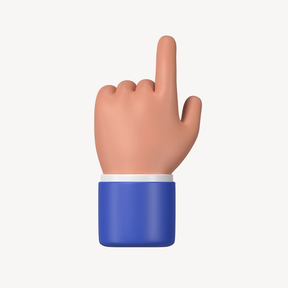 Finger-pointing hand gesture, 3D business illustration