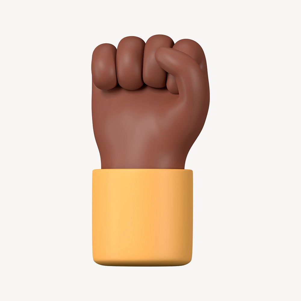 Raised fist black hand, revolution symbol, 3D illustration psd