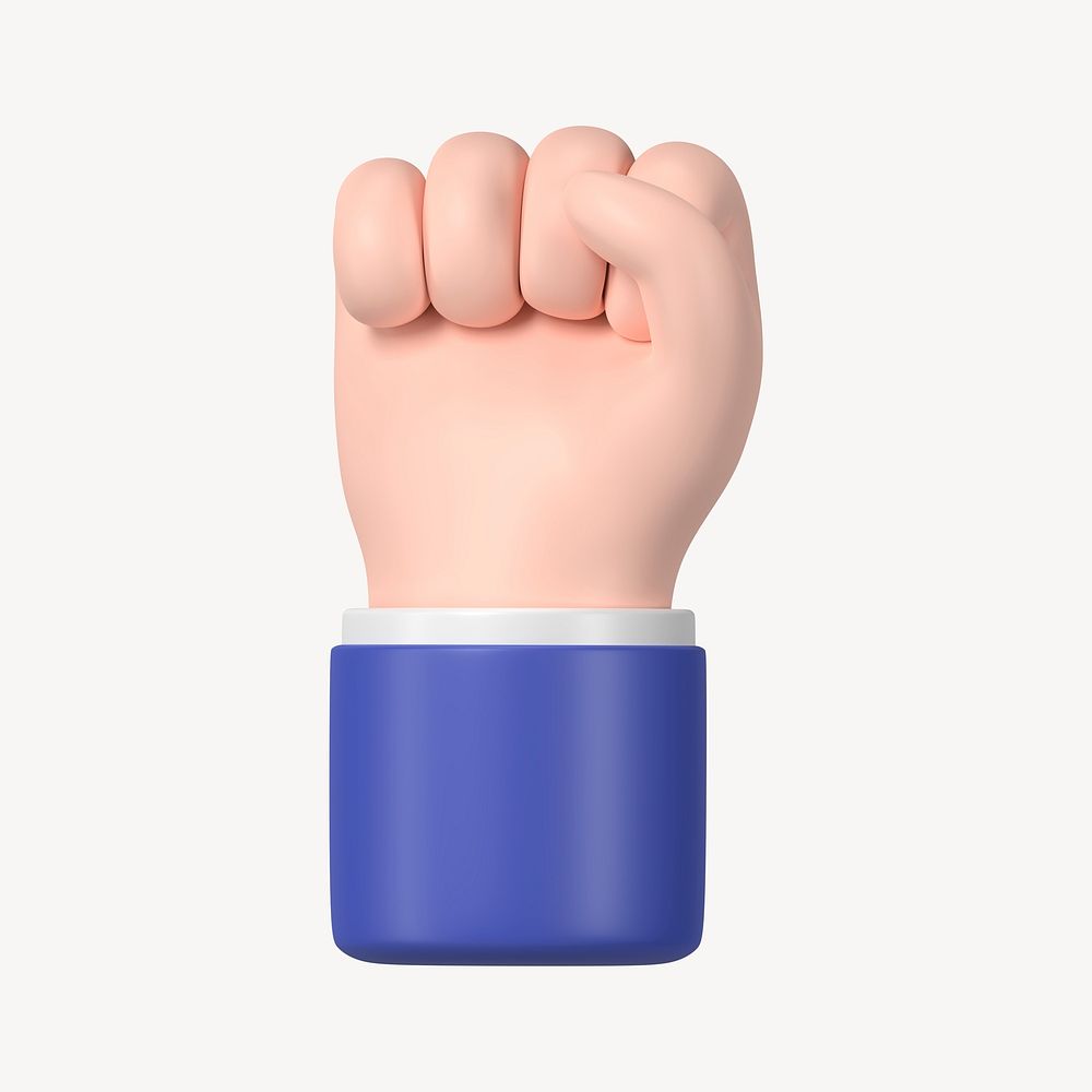 Raised fist hand, revolution symbol, 3D illustration psd