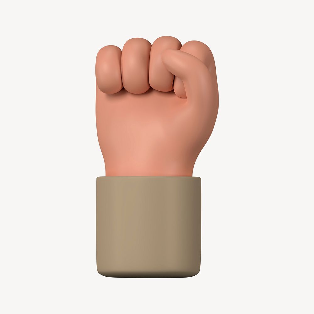 Raised fist hand, revolution symbol, 3D illustration psd