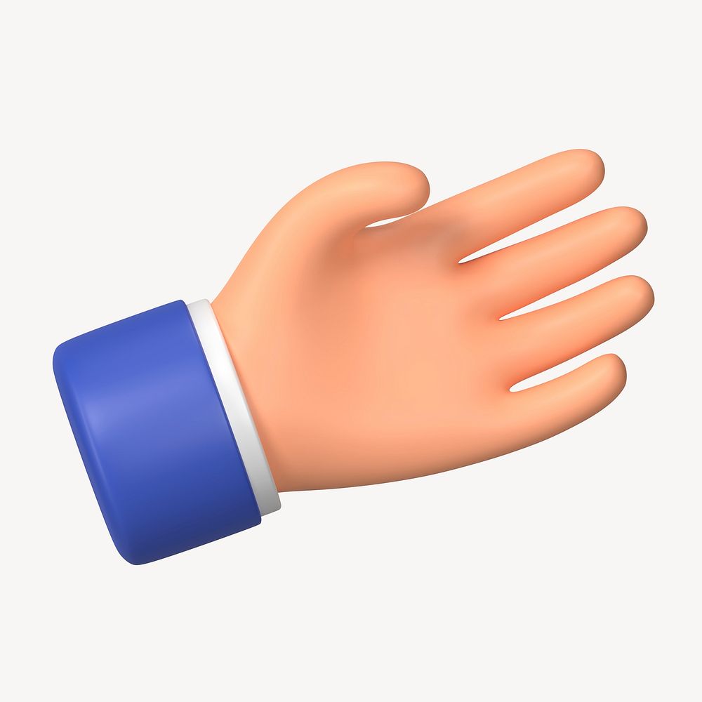 Businessman's palm hand, 3D illustration in aerial view psd