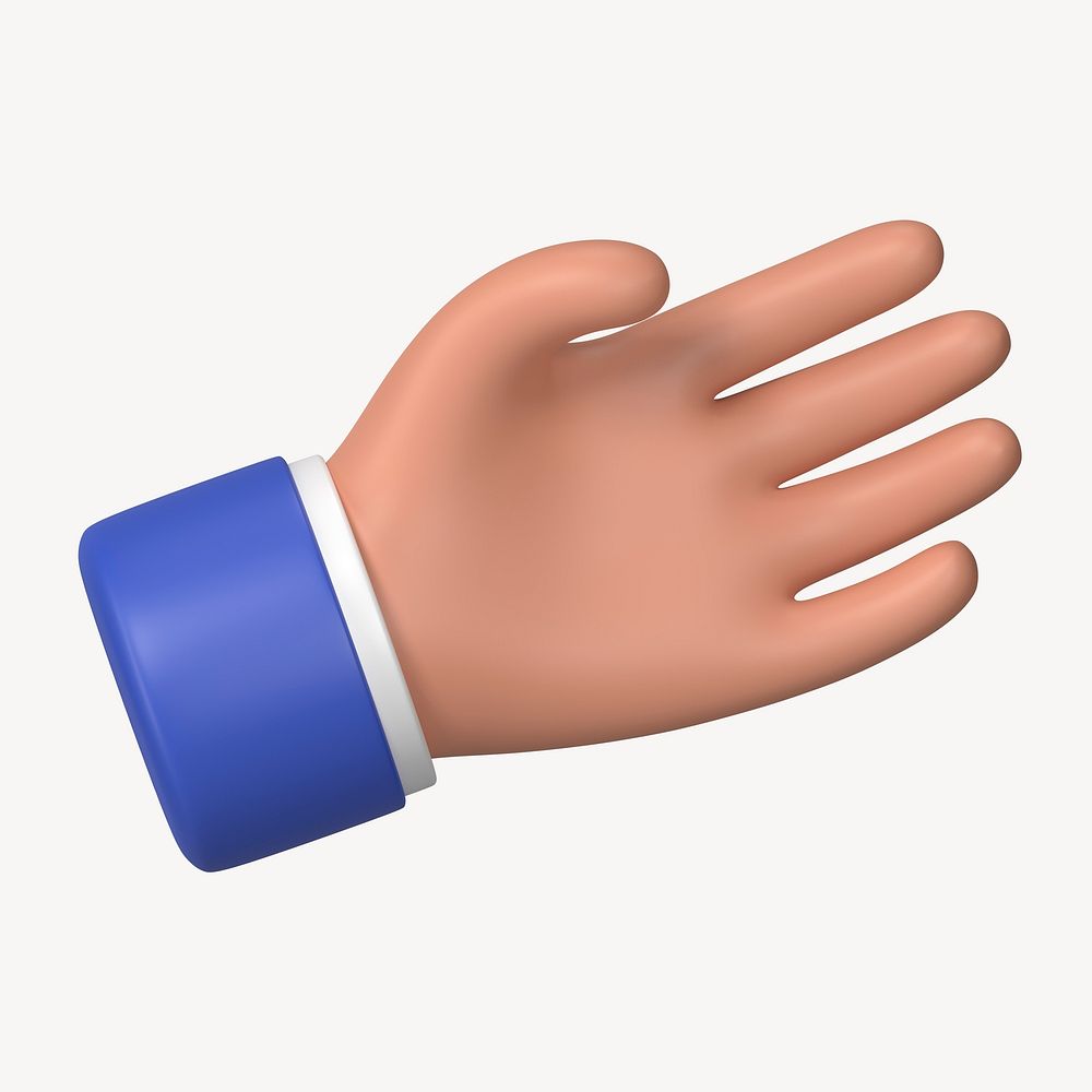 Businessman's palm hand, 3D illustration in aerial view