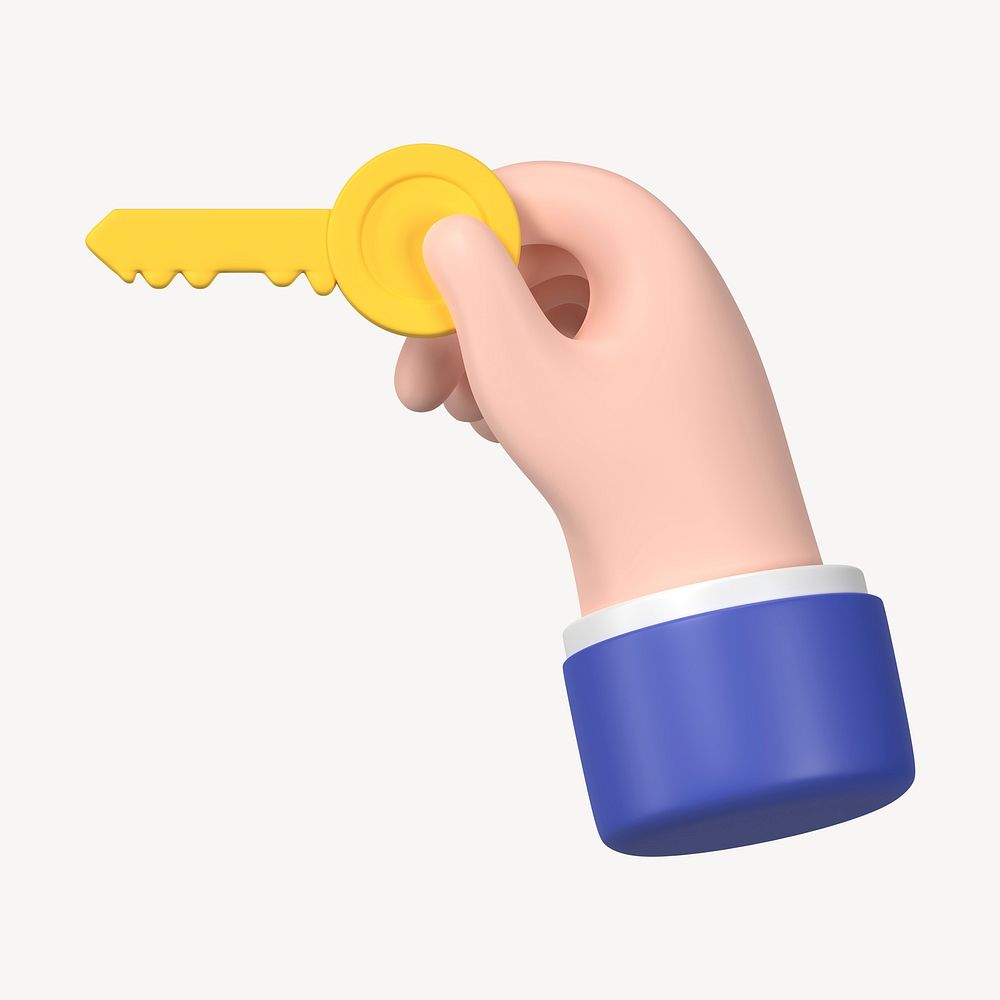 3D real estate, hand holding key