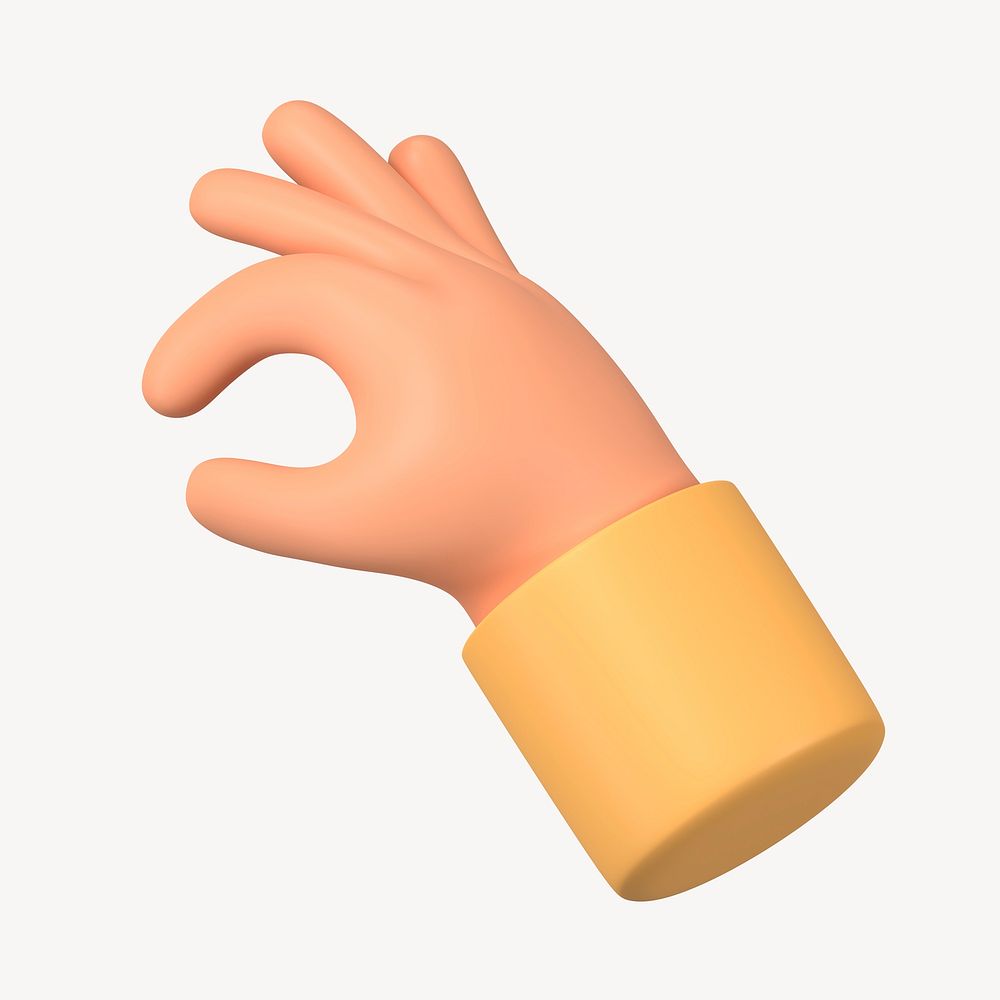 Hand picking something up gesture, 3D illustration psd