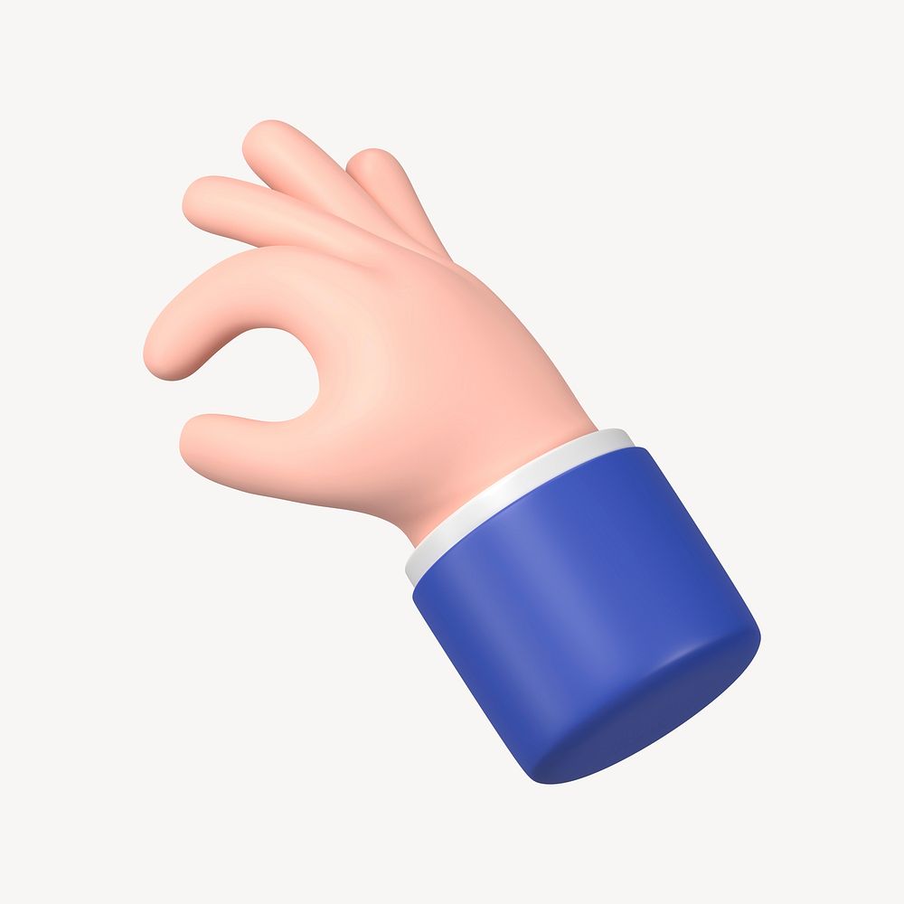 Hand picking something up gesture, 3D illustration psd