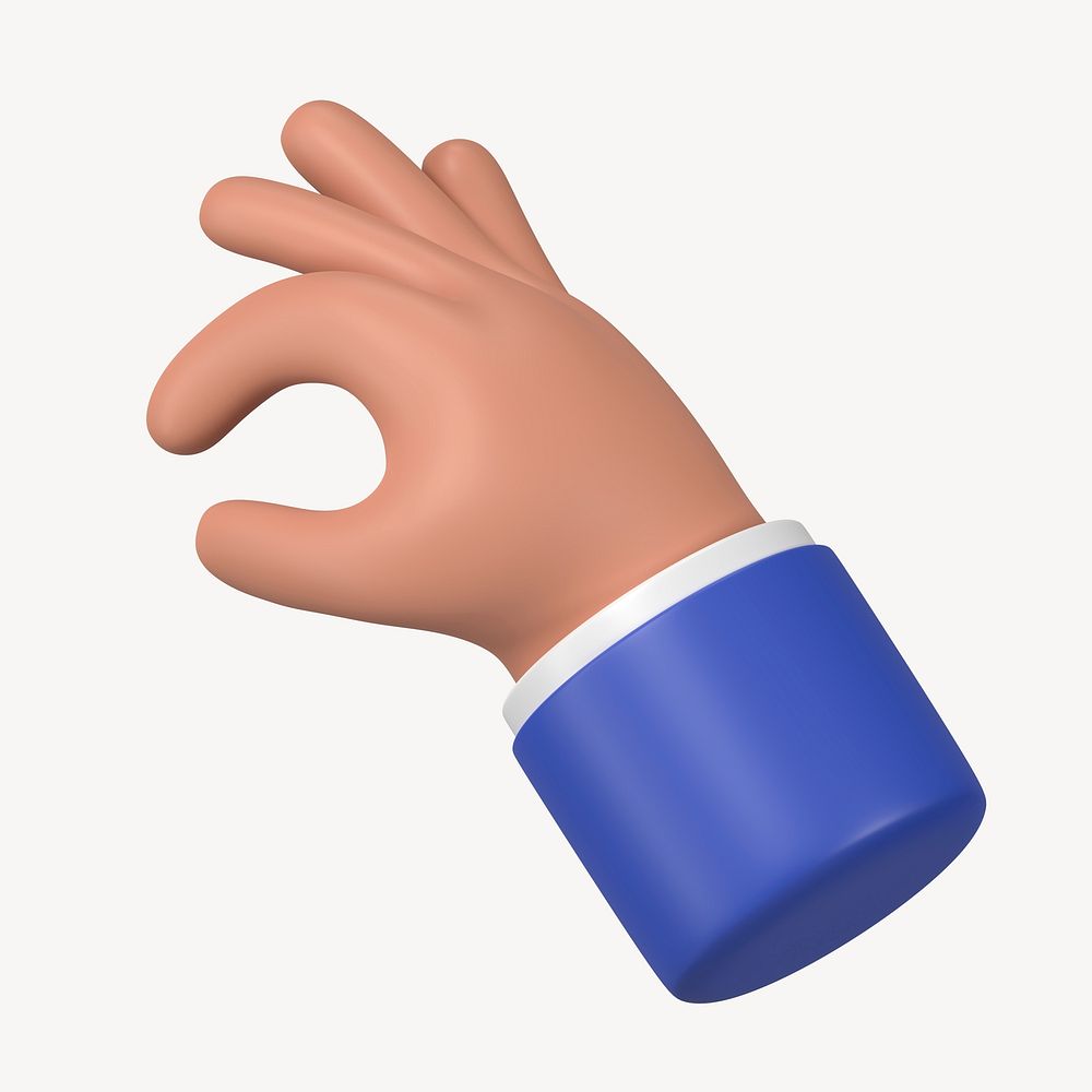 Hand picking something up gesture, 3D illustration psd