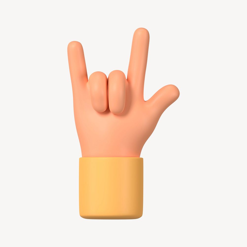 ILY hand sign, gesture in 3D design psd