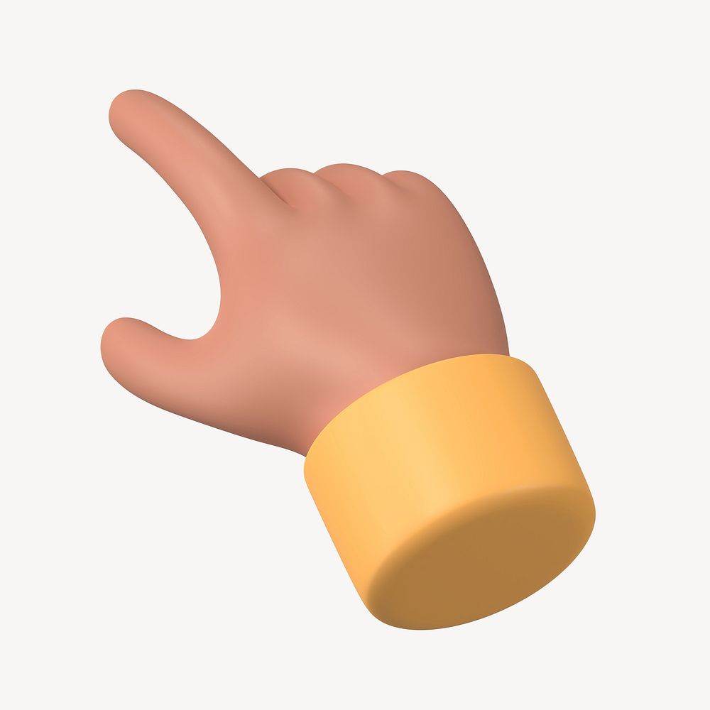 Finger-pointing tanned hand gesture, 3D illustration psd