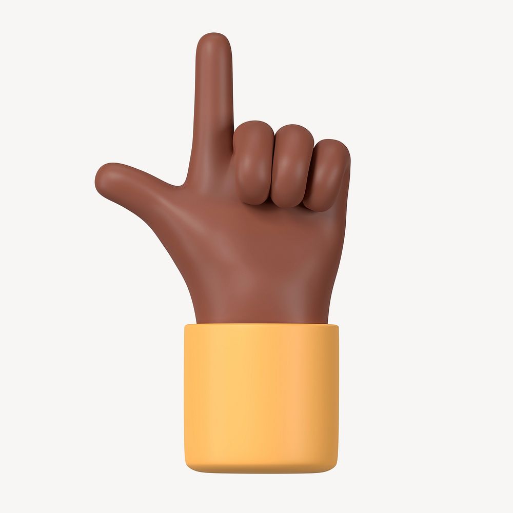 Finger-pointing black hand gesture, 3D illustration
