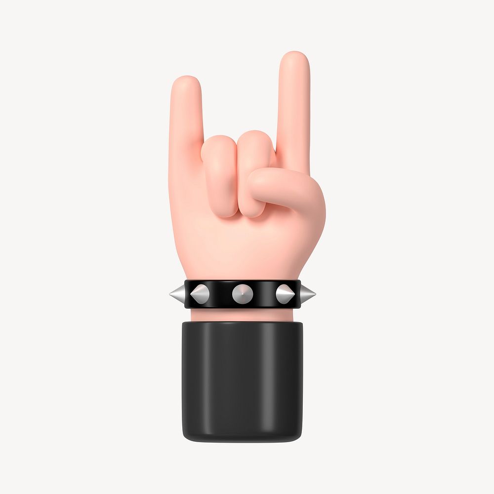 Rock and roll hand, 3D illustration