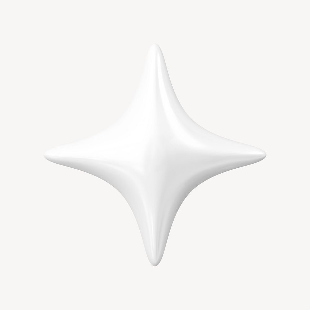 White sparkly star, 3D graphic psd