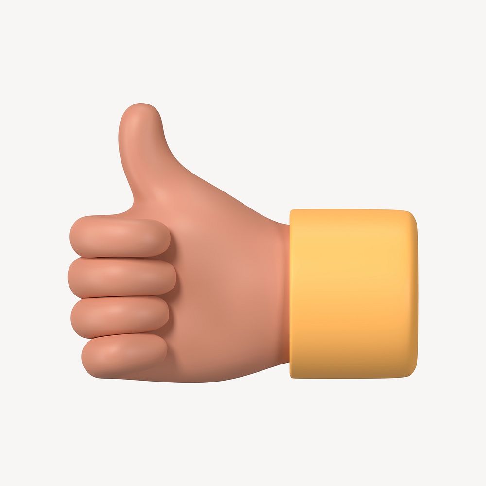 Thumbs up, hand gesture in 3D design psd