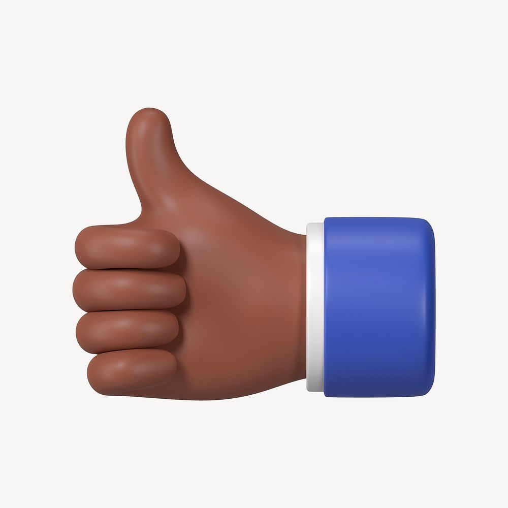 Thumbs up hand gesture, 3D illustration psd