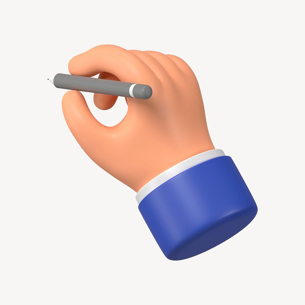 Businessman's hand holding pencil, 3D illustration psd