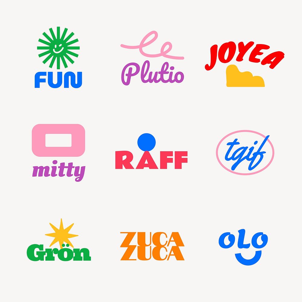 Colorful fashion branding logo template psd set