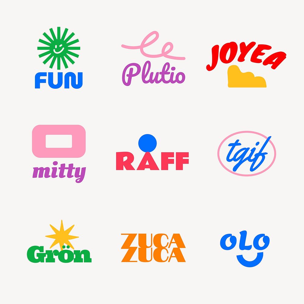 Funky fashion branding logo template vector set