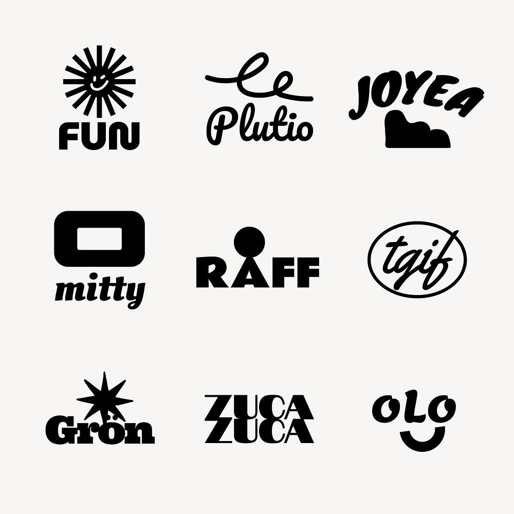 Black fashion branding logo vector set