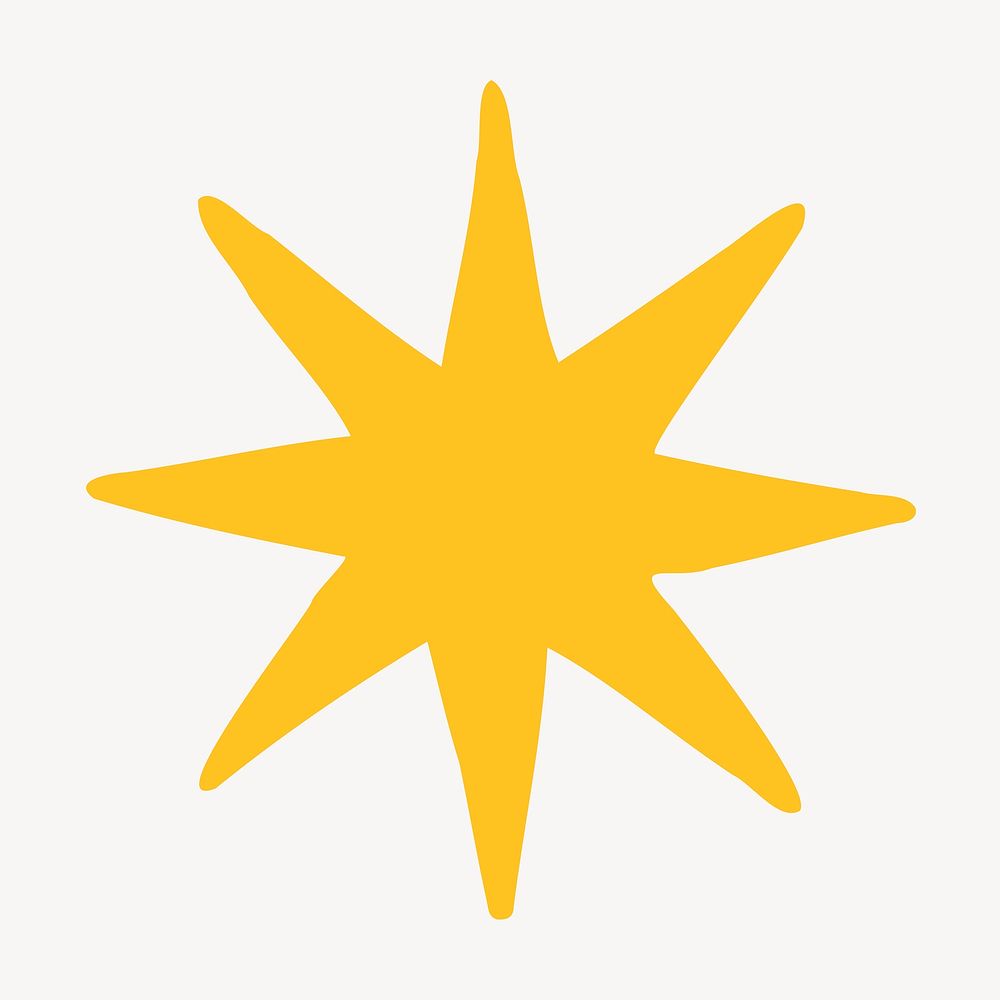 Doodle yellow starburst, logo sticker vector