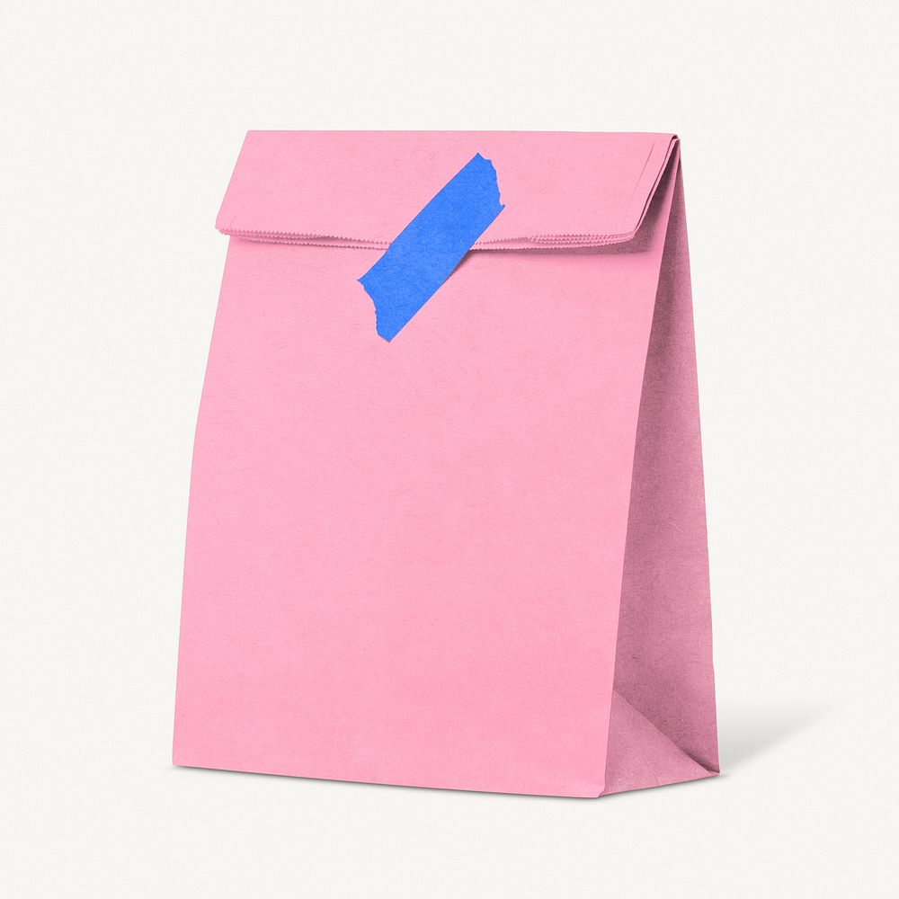 Pink paper bag mockup, product packaging psd