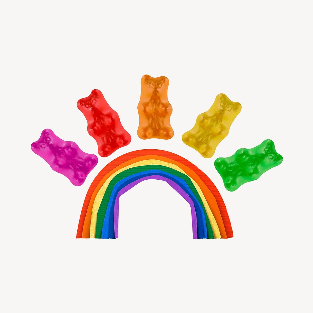 Gummy bears collage element, rainbow design