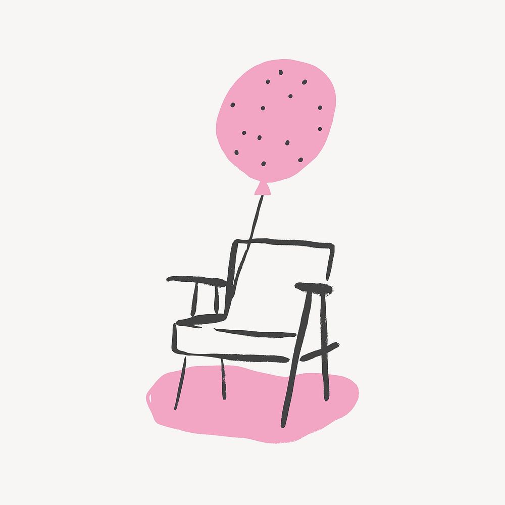 Birthday chair collage element, pink design