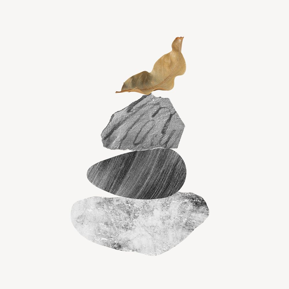 Abstract stones collage element, mindfulness design